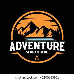 Adventure mountain circle emblem ready made logo for outdoor related industry logo