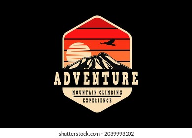Adventure mountain climber experience, design silhouette retro style