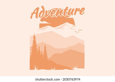 adventure mountain flat hand drawn