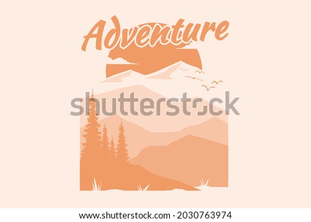 adventure mountain flat hand drawn