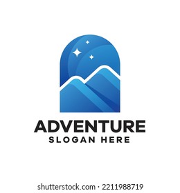 Adventure Mountain Gradient Logo Blue Color