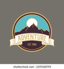 Adventure mountain logo template design for emblem, brand, community, and more