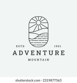 Adventure mountain logo vector icon illustration hipster vintage retro .