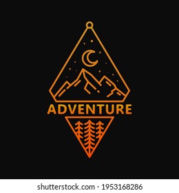 Adventure Mountain monoline vector illustration