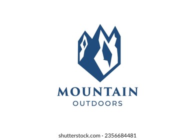 Adventure mountain outdoor hexagon emblem logo for outdoor related industry logo