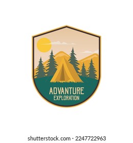 Adventure and mountain outdoor vintage logo template, badge or emblem style Pro Vector. Mountain Logo Outdoor Adventure, Badges, Banners, Emblem Pro Vector