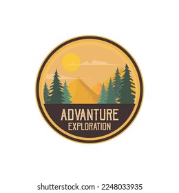Adventure and mountain outdoor vintage logo template, badge or emblem style Pro Vector. Mountain Logo Outdoor Adventure, Badges, Banners, Emblem Pro Vector