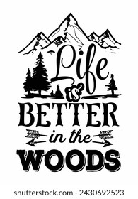 Adventure Mountain Silhouette Vector with Interesting Quote - Logo, Mascot, Sticker, Clipart, T-shirt, Tattoo Design Asset