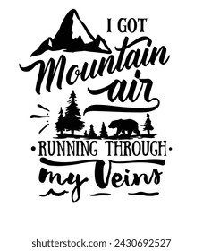 Vector de la silueta de la montaña de la aventura con la cita interesante - logotipo, mascota, etiqueta engomada, clipart, camiseta, tatuaje diseño activo