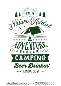 Adventure Mountain Silhouette Vector with Interesting Quote - Logo, Mascot, Sticker, Clipart, T-shirt, Tattoo Design Asset