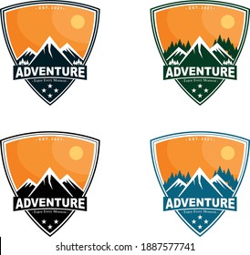 Adventure Mountain Sunset Logo Design
