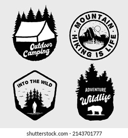 Adventure mountains badge logo set