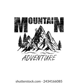 adventure mountains t-shirt design black color
