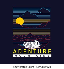 adventure mounthains typography, print design for t shirt, vectors