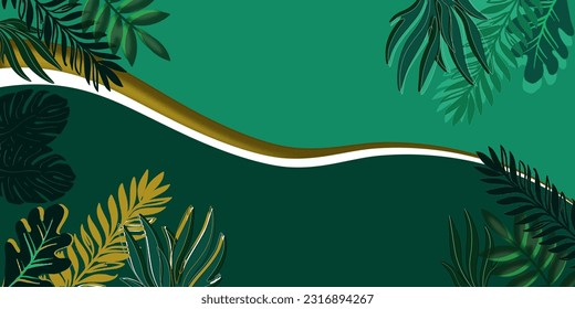 adventure nature background of green forest, tropical forest in green filter, abstract background, vector, art and banner design. 