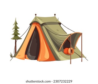 Adventure in nature, camping tent icon isolated