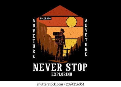 adventure never stop exploring hand drawn illustration design
