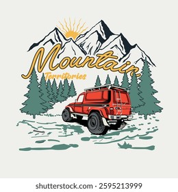 adventure off road car illustration for print