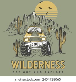 Adventure off road car vector illustration. 
