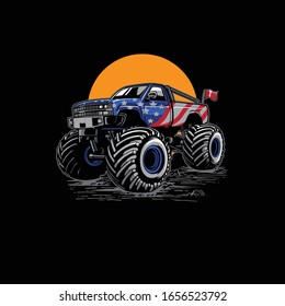 Adventure off road monster truck illustration