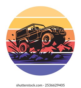 Adventure offroad car vector art - t-shirt design illustration