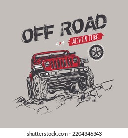 Adventure off-road jeep illustration for print