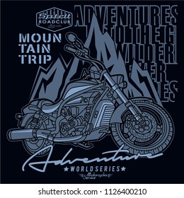 adventure on the mountain,motorcycle vector illustration