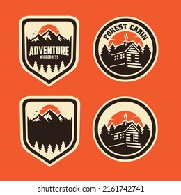 Adventure Outdoor Camping Emblem Bundle Set Logo Design Template