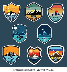 Adventure Outdoor Camping Emblem Bundle Set Logo Design Template.