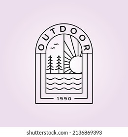 adventure outdoor emblem logo line art vector illustration design