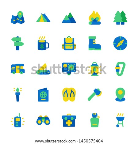 Adventure outdoor icon set nice style