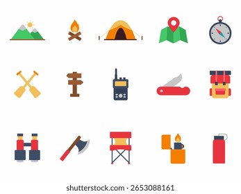 Conjunto de Vector de icono de aventura y al aire libre