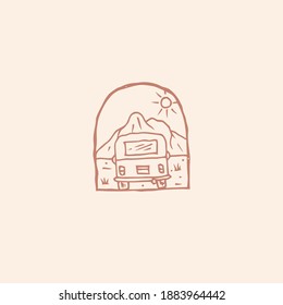 Adventure Outdoor Line Illustration Design Vector Suitable as t-shirt design, Poster Design or other. emblem. design for t-shirt