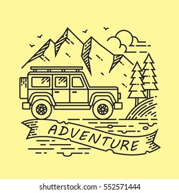 Adventure Outdoor Line Illustration Design Vector Suitable as t-shirt design, Poster Design or other