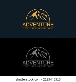adventure outdoor logo design badge icon color Mountain rock camping outdoor label. Climbing label, hiking trip and adventure illustration