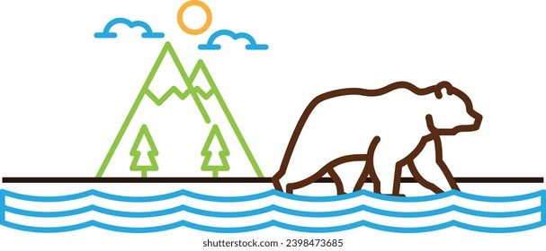 Adventure Outdoor minimal line art logo icon 