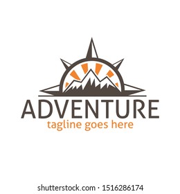 Adventure Outdoor with Mountain and Compass