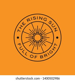adventure outdoor sun logo design badge line art illustration
