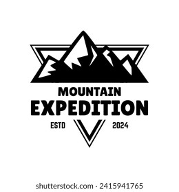 Adventure and outdoor vintage logo template, badge or emblem style. Mountain logo vector design template.