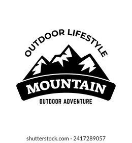 Adventure and outdoor vintage logo template, badge or emblem style. Mountain logo vector design template.