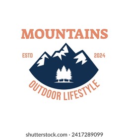 Adventure and outdoor vintage logo template, badge or emblem style. Mountain logo vector design template.