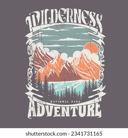 Adventure outdoors vector graphics for t-shirt prints, Mountain graphic print vector design for t shirt, poster, sticker and others.