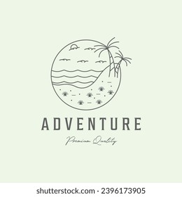 adventure paradise minimalist logo line art nature illustration from sea tropical forest