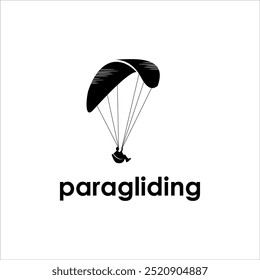 Adventure Parapente Logo Vector de diseño de paracaidismo con mosca