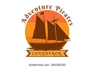 adventure pirates retro silhouette design