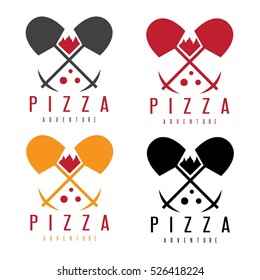 adventure pizza concept labels vector design set