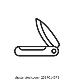 Adventure Pocket Knife Outline Icon Vector Illustration