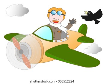 The adventure in the propeller plane of the boy.
