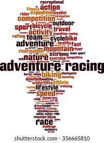 Adventure racing word cloud concept. Vector illustration