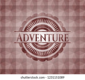 Adventure red seamless badge with geometric background.